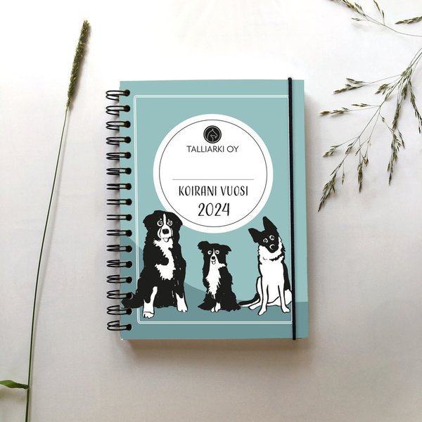 ENNAKKOMYYNNISSÄ – Koirani vuosi 2024 -kalenteri PETROLI KANSI