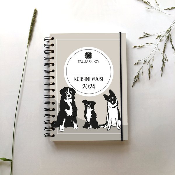 ENNAKKOMYYNNISSÄ – Koirani vuosi 2024 -kalenteri HIEKKA KANSI